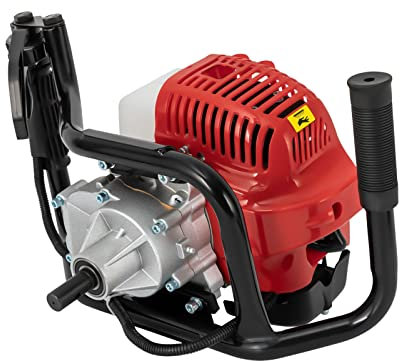 52cc Petrol Earth Auger Drill Garden Borer Post Hole Digger earth drill pile 2-stroke motor gasoline powered 1.2hp,for fence posts masts trees bushes etc (1.8KW/6500rpm),no drill,1.2L/50.72oz