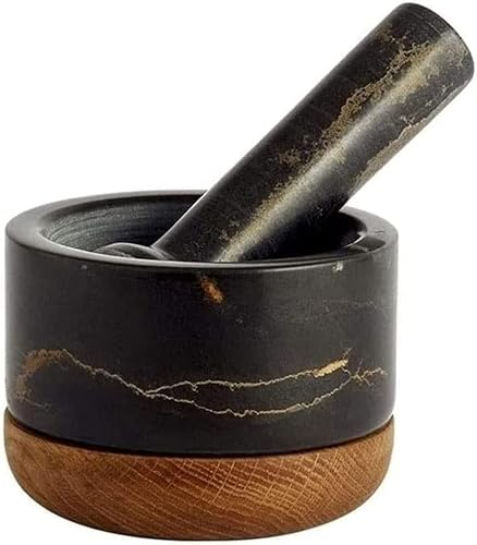 EUTYRG Mörser- und Stößel-Set aus poliertem Marmor – Gewürzmühle, Kräuterschale und Knoblauchpresse aus Naturstein – ideal zum Zerkleinern von Pillen