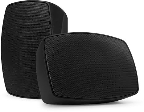 Power Dynamics BHW50BK Paire d'enceintes Murales Étanche 40 Watts RMS - Noir, 100V, 70V, 8 Ohms, IPX5, 5,25, Support Inclinable, Idéal pour Diffuser Une Musique d'Ambiance en Terrasse, Jardin