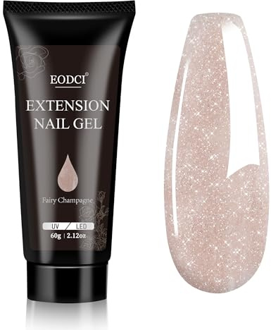 EODCI Poly Nagelgel 60g Gel Builder für Nägel, Schimmerndes Champagner, Gel Nagelverlängerung, Nagelhärter Hartes Multifunktional Langlebig und Einfach zu Bedienen für DIY-Salons