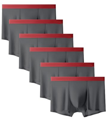 MGDIFYXAA Calzoncillos Tipo Boxer para Hombre - 6Pcs Ropa Interior Sexy Sin Costuras De Seda De Hielo para Hombre Ropa Interior De Lencería Transpirable Sólida para Deportes Diarios Al Aire Libre