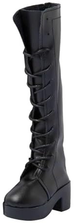 Harilla 1/3 Puppenschuhe mit Kugelgelenk, Schuhe aus PU-, Anziehschuhe, Lange BJD-Stiefel, Schuhe mit hohen Absätzen für 60-cm-Puppen, Schwarz
