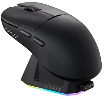 AJAZZ AJ159 PRO Wireless Gaming Mouse, Equipped with PAW3395 Sensor and Magnetic Base, 26K DPI, 2.4G/USB-C/BT Support, 400 mAh Battery, Lightweight 56 Gram Design, RGB Backlighting Effects, Black