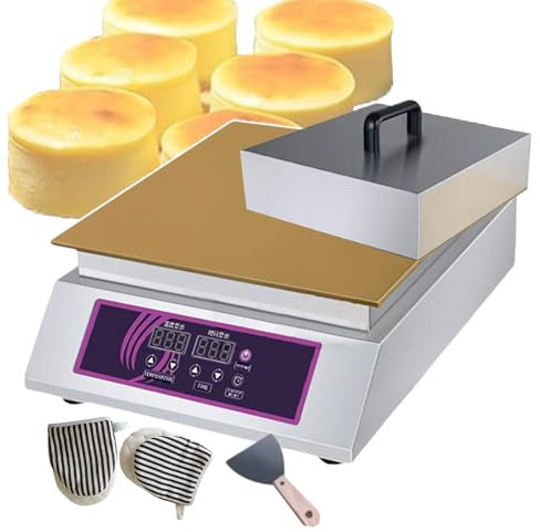 forplubossmmp 1300W Electric Souffle Machine Waffle Maker Commercial Electric Griddle with Gloves, Electric Contact Grill with Temperature Display + Time Display, For Various Foods Desserts