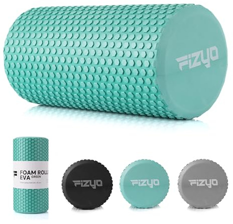 Fizyo Rodillo Rollo de espuma EVA para yoga, pilates, fitness, rehabilitación, regeneración muscular, alivia el dolor de espalda, piernas, fascia, para auto-masaje de columna (Verde, 30x15 cm)