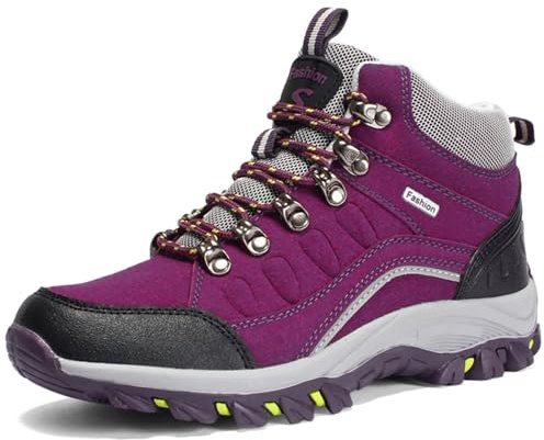 GURGER Chaussures de Randonnée Femme Imperméable Bottes de Trekking Respirant Légères Antidérapant Chaussures de Marche Confortable Sneakers Violet Taille 39