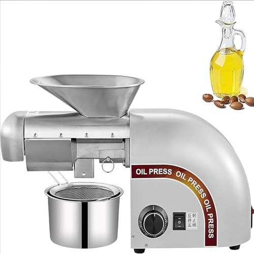 Pressa per Olio Caldo Freddo,Automatic Oil Press Machine,Estrattore di Olio Biologico in Acciaio Inossidabile Frantoio Olive Intelligente,per Domestico Commerciale,6-9 kg/H,Sliver