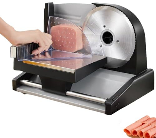 Fold Electric Slicer, Electric Meat Slicer For Home Use,with Food Pusher, 200w Frozen Meat Deli Slicer, 19cm Stainless Steel Blade, 1.5cm Thickness Removable Blade, for Commercial and Home Use
