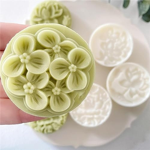 mooncake mould Hand Press Mooncake Mid Festival Moon Cake Mould，Flower Moon Cake Press, Blossom Floral Mid Autumn Festival Thickness Adjustable Mooncake , Cake Baking Handwork(Sweet-scented Osmanthus)