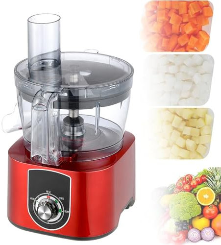Coupe-Légumes Professionnel, Coupe-Légumes et Trancheuse Électrique Réglable, Hachoir à Légumes Commercial, Coupe-Dés, Cubes de Coupe de Pommes de Terre Et d'Oignons,Red