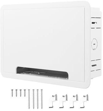 In Wall TV Media Box 9 Inch Recessed Cable Management Kit Organize Streaming Device in-Wall Network Enclosure TV Home Theater Box