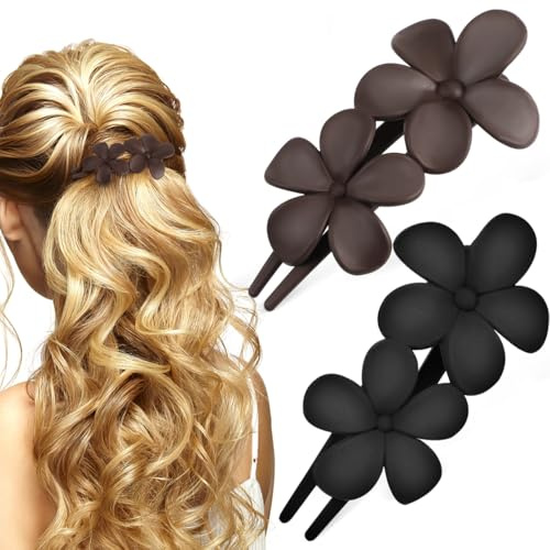 EXQUIMEUBLE 2stücke Haarklammer Blume Blumen-haarspangen Flache Haarklammern Für Damen Elegante Haarschmuck-accessoires Rutschfest Leicht Und Robust Für Hochzeiten Und Besondere Anlässe