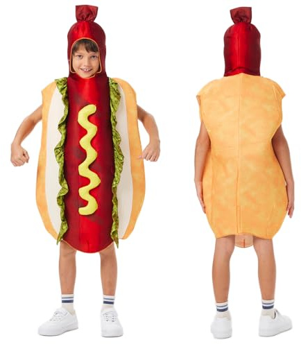 3D Hotdog Costume Children's Men's Mascot Hot Dog One Piece Food Bun with Sausages Costume for Halloween Cosplay Carnival