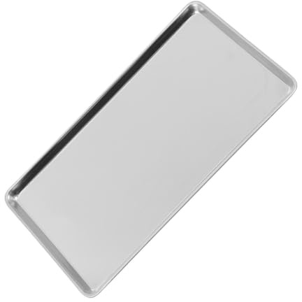 Healifty Bandeja Metal de Acero Inoxidable Bordes Suaves y Acabado Pulido Rectangular para Plato de Fideos de Arroz, Uso en Casa y Picnic
