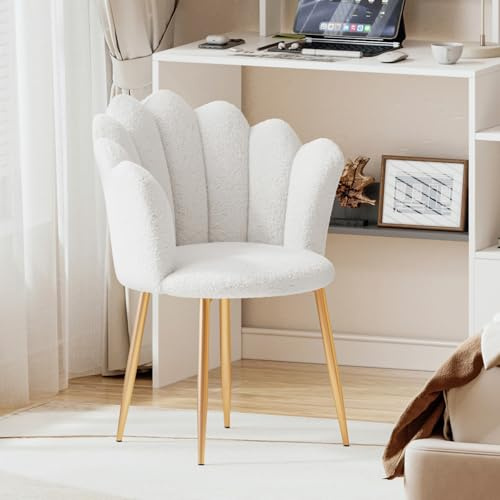 Chaise Coiffeuse, Fauteuil Salon Confortable Coquillage avec Pied Métal