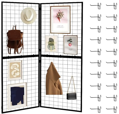 DEYEGELEA Faltbare Gitterwand-Präsentationstafel – 2 Stück 60 x 152 cm robuste Z-Einheit Drahtgitter-Wandpaneele für Einzelhandel, Messen, Pop-Up-Shop, vielseitiges Merchandiser-Display
