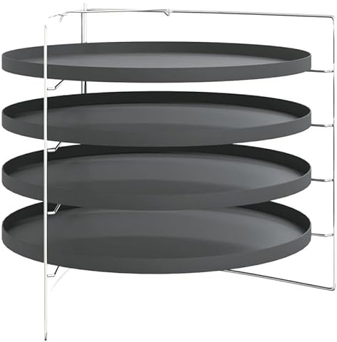Lot de 4 plaques à pizza avec support de 28 cm de diamètre en acier - Durable et inoxydable pour une pizza parfaite à la maison - Idéal pour les fours et les barbecues