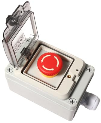 Shengbowi Emergency Stop Button Box IP67 Waterproof Anti-Misoperation | 10A ABS Housing for Outdoor Indoor Electrical Communication Fire Safety Equipment Protective Emergency Operation Control