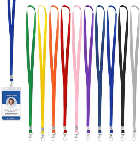 50 stycken halsrem färger 45 cm nyckelband halsband korthållare med metallkrok snodd nyckelring nylonhalsband märkeshållare, för nyckelring, ID-kort, korthållare