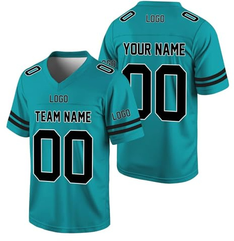 Personalisierte American Football Trikots mit Name Nummer Logo Karneval Kostüm T-Shirt für Kinder Erwachsene Junge Mädchen Herren Damen