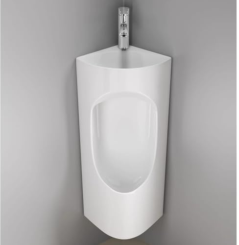 Orinatoi per uomo Orinatoio in ceramica con lavabo, orinatoi angolari facili da pulire per uomini, per scuole/stazioni/ospedali/centri commerciali(White)