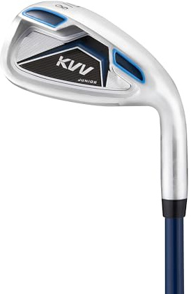 KVV Junior Golf Club Set for Kids, Right Handed Driver, Iron, Putter, White and Pink, Ages 3-12, Perfect for Young Golfers (7/8 Iron, Ages: 6-8 Blue)