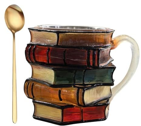 Designer Becher Buch Optik, Handbemalte 160ml Tasse, Motiv Becher Zum Selber Gestalten, Kreative Lese- und Kaffeetasse, Mikrowellensicher, Perfekt Als Personalisiertes Geschenk Für Bücherfreunde (C)