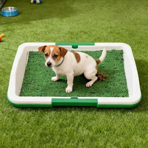 Generisch Hundetoilette mit Tablett Hundeklo für Kleine Hunde Rasenmatte Töpfchen Trainingsunterlage mit Urin Trennwand, Indoor Hundetoilette Balkon Ideal Welpentoilette für Kleine Großer Hunde