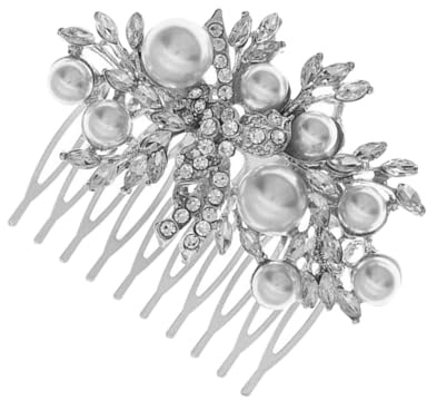 HOMSFOU Peineta Adornos de Perlas y Gemas de Imitación para Cabello, Accesorio para Novias y Damas de Honor en Eventos Nupciales y Sociales