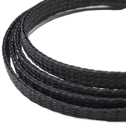 Kabelschlauch 1/5/20/50M Erweiterte Geflechthülle PP-Baumwollgarn 4 8 12mm Weichdrahtwicklung Isolierter Kabelschutz Leitungsbaum Kabelmantel(Black Black,12mm,5 Meters)