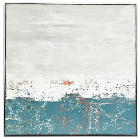 Handgemaltes Acrylbild abstrakt modern 50x50 cm, Türkis, Grau, Schwarz, Weiß, Orange - Handgemalte Wandkunst auf Leinwand, Unikat aus meinem Künstleratelier, Moderne Wanddeko für Wohnzimmer & Büro