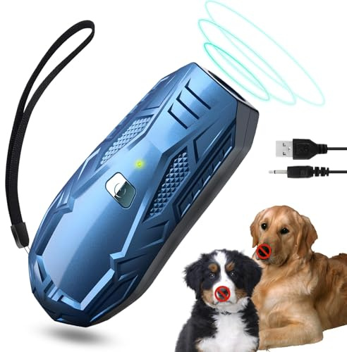 Queenmew Antibell Ultraschall Gerät für Hunde, Handlicher Ultrasonic Dog Trainer zur Hundeabwehr, Variable Frequenz 15-25kHz, Reichweite 5m, für Innen & Außen, USB