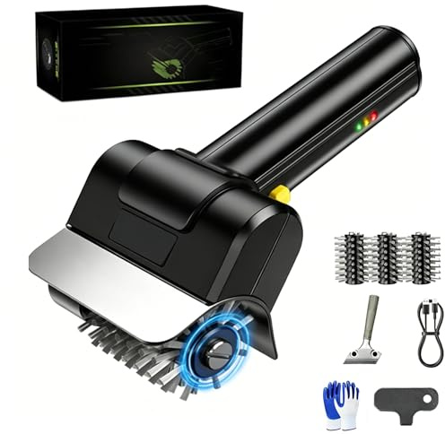 Electric Grill Brush for Outdoor BBQ, 800 RPM High Torque Rechargeable BBQ Cleaner with 304 Stainless Steel Bristles, Cordless Grill Cleaning Tool Kit for Smoker, Griddles & Grates