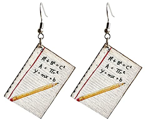 HHRLCHX Earrings for Woman Creative Teacher's Day Earrings Gift Book Paintbrush Print Earrings Contracted Show Temperament Earrings Stash Earrings