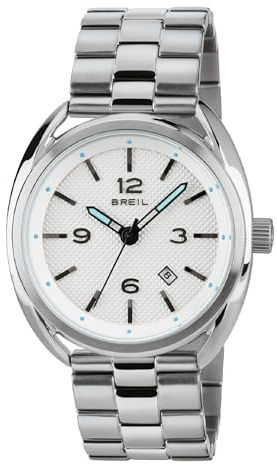 Armbandsur BREIL för man BEAUBOURG Klocka med klockarmband av stål, fabrik TIME JUST – 3H QUARZUHR armband EINE GRÖßE Klockarmband: stål; urtavla: vit