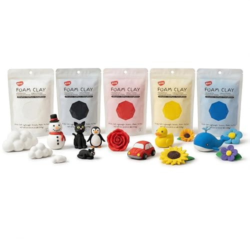 BOHS Argilla da Modellare e Melma Squishy - Set di 5 Pezzi, Colori Primari, Asciugatura All'aria - Perfetto per Progetti Artistici e Artigianali Scolastici, 500g