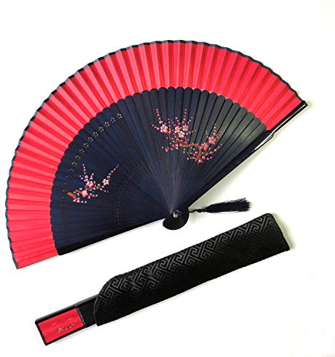 Eastern Wind Japanese Chinesischer Blau Handfächer, zusammenklappbar fächer, 21x38cm