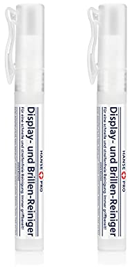 HANSE PRO Display- und Brillen-Reiniger, 2 x 10 ml I im praktischen Taschenformat I immer griffbereit I Bildschirmreiniger I Spray I Reiniger für PC, Smartphone und Tablet
