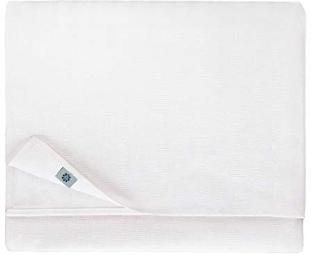 Linen & Cotton Elegante Jacquard Streifen Tischdecke Stoff Tischtuch Tischwäsche Jasmine - 48% Leinen, 52% Baumwolle, Weiß/Weiss (140 x 240 cm) Rechteckige für Hochzeit Restaurant Cafe Hotel Catering