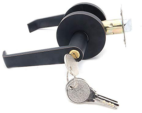 NUZAMAS Türhebel-Eingangsschloss, Zinklegierung, Sicherheitsaußen- / Innentürschloss mit 3 Schlüsseln Safe Lock-Set Türgriffknauf, Schwarz