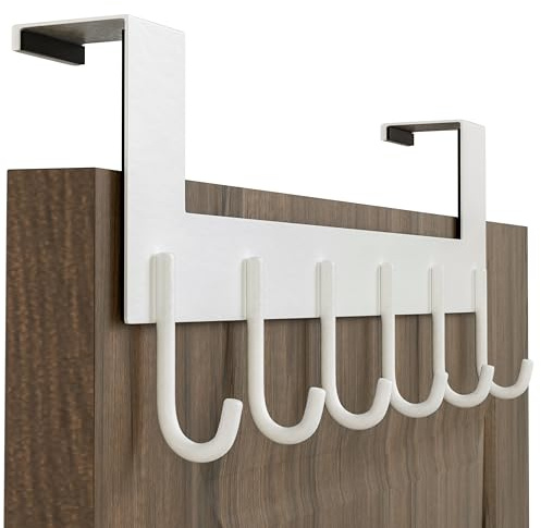 WEBI Over The Door Hooks for Hanging Door Hanger,Over The Door Towel Rack,Over The Door Coat Hanger Rack for Towels,Clothes,Behind Back of Bathroom,White