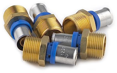 Raccord Multicouche à Sertir Multi profils TH-H-U diamètre Ø16 mm - à visser Mâle 20x27 (3/4) sachet de 5 raccords - Norme NF 545 pour réseau d'eau potable et chauffage NOYON & THIEBAULT