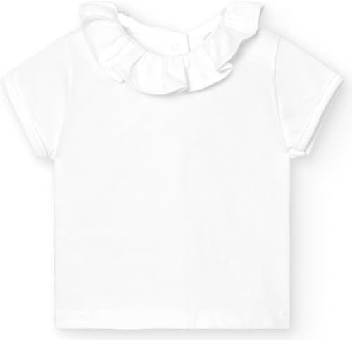 Babidu Smal kortärmad tröja med volanghals, vit, 12 månader unisex baby, Vit, one size