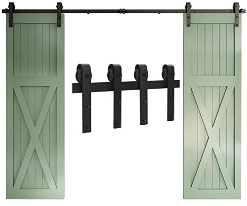 WOLFBIRD 200CM/6.6FT Quincaillerie De Porte Coulissante Kit Porte Coulissante Rail pour système de quincaillerie à Le double porte