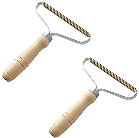 Tragbarer Fusselentferner aus Holz, 2 Stück, wiederverwendbar, doppelseitig, Fusselentferner, Reisebürste zum Entfernen von Fusseln und Tierhaaren in Kleidung und Möbeln