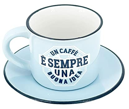 TAZZINA DA CAFFE' PERSONALIZZATA CON PIATTINO - UN CAFFE' E' SEMPRE UNA BUONA IDEA