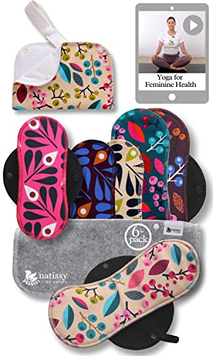 Compresas Reutilizables Ecológicas Algodón Orgánico; 6-Pack + Bolsa (S+M) Compresas de Tela Lavables para Mujer HECHAS EN LA UE; Compresas Tela Mujer Organico con alas para menstruación, incontinencia