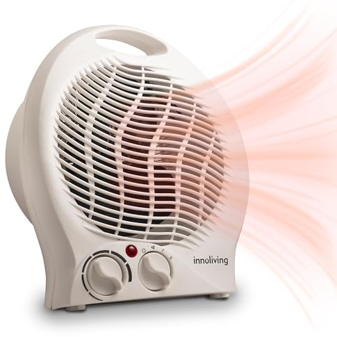 Innoliving Termoventilatore Scaldabagno Stufetta 2000W INN-580 con 2 Livelli di Potenza, Termostato Regolabile, Funzione Ventilazione, Protezione contro il Surriscaldamento, Compatto e Silenzioso
