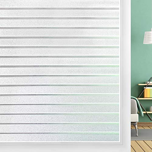 DOWELL Fensterfolie Sichtschutzfolie Streifen Fenster Sichtschutz Statische Haftung Blickdicht Klebefolie Milchfolie Selbstklebend Milchglasfolie Blickschutz Folie für Büro Bad Duschkabine 44.5x300cm