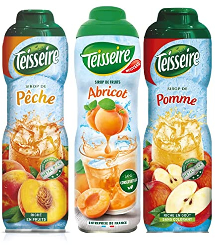 Lote de 3 Siropes de Melocotón Albaricoque Manzana 3X0.6L